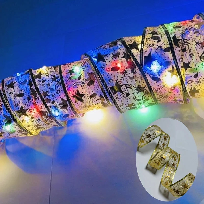 1/2/5/10M LED Ribbon Fairy Lights 2025 New Year Christmas Tree Hanging Ornaments Garden Wedding Party Bedroom Decoration Garland