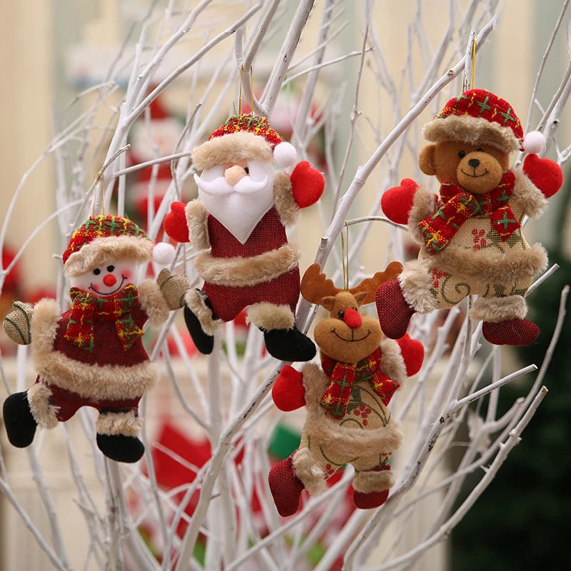 Christmas Hanging Ornaments Gift Santa Claus Snowman Reindeer Bear Xmas Tree Pendant Doll Happy New Year Home Hang Decoration