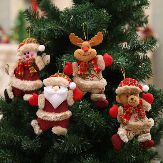 Christmas Hanging Ornaments Gift Santa Claus Snowman Reindeer Bear Xmas Tree Pendant Doll Happy New Year Home Hang Decoration