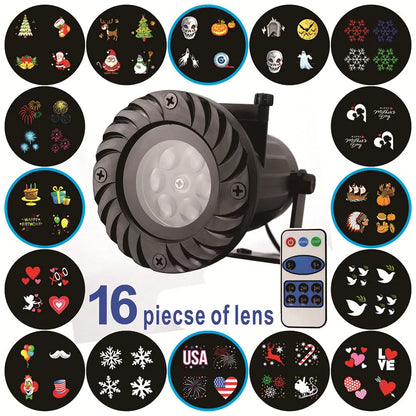 DACHAN 16 Patterns IP65 LED Christmas Laser Snowflake Projector Light For Indoor Outdoor Xmas Disco Lights Home Party Decoration