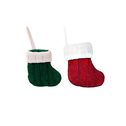 5/10Pcs Mini Christmas Stockings Knitted Xmas Hanging Socks Tree Felt Pendent Crafts Kids Favor Home Party Decor Supplies