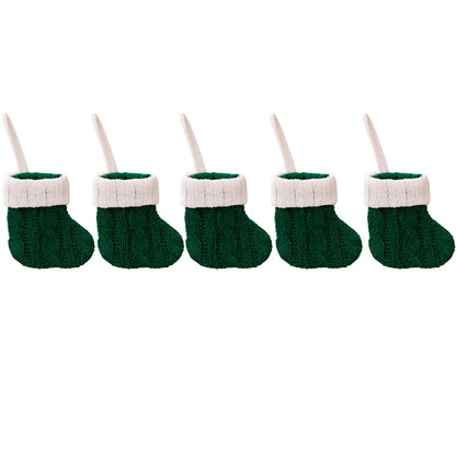 5/10Pcs Mini Christmas Stockings Knitted Xmas Hanging Socks Tree Felt Pendent Crafts Kids Favor Home Party Decor Supplies