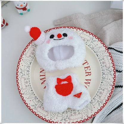 15cm Cotton Doll Christmas Outfit Set Headcover Onesuit Cute Reindeer Snowman Costume for 17cm Labubu Clothes Dress Up Toy
