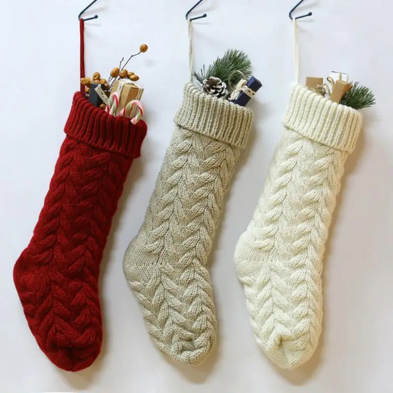 Christmas Stockings For Kids Large Size Cable Knit Stocking Christmas Decorations For Family Party