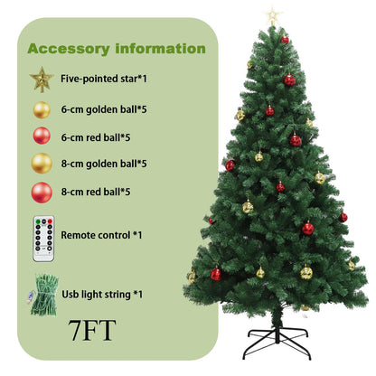 Artificial Pine Christmas Tree with Remote Control, Pre-Lit Green Hinged Holiday Tree with Metal Base for Holiday Party Decor