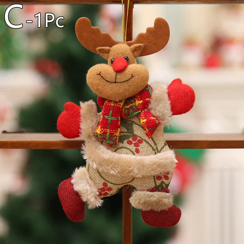 Christmas Hanging Ornaments Gift Santa Claus Snowman Reindeer Bear Xmas Tree Pendant Doll Happy New Year Home Hang Decoration