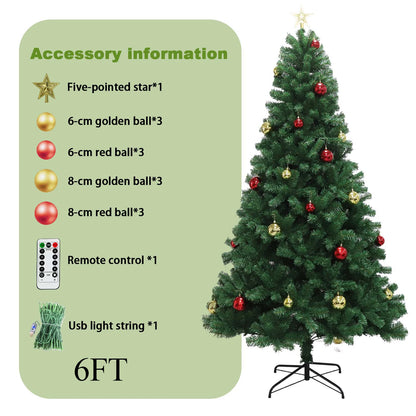 Artificial Pine Christmas Tree with Remote Control, Pre-Lit Green Hinged Holiday Tree with Metal Base for Holiday Party Decor