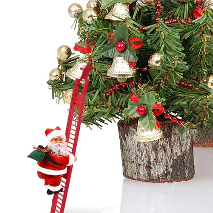 Electric Climbing Ladder Santa Claus with Music & LED Light, Xmas Tree Decorations Hanging Christmas Ornaments Home Decor