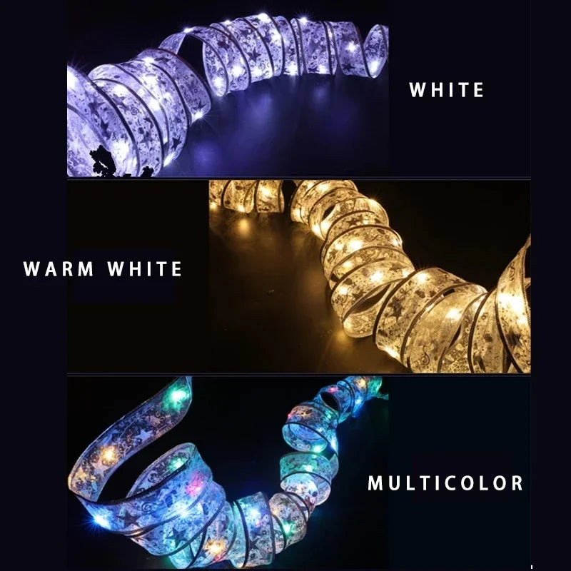 1/2/5/10M LED Ribbon Fairy Lights 2025 New Year Christmas Tree Hanging Ornaments Garden Wedding Party Bedroom Decoration Garland