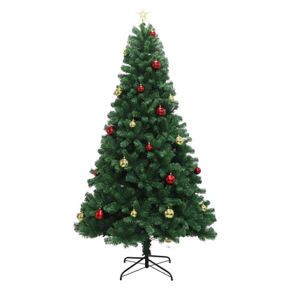 Artificial Pine Christmas Tree with Remote Control, Pre-Lit Green Hinged Holiday Tree with Metal Base for Holiday Party Decor