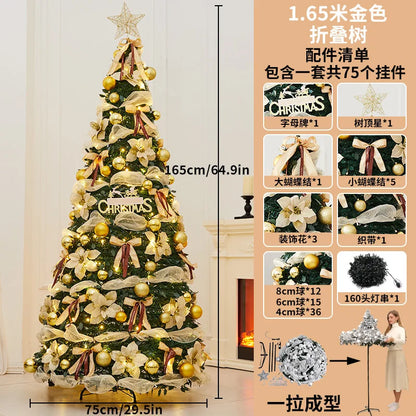Snow Flocked Christmas Tree with Ornaments & Star Topper, 6ft/7ft/8ft Artificial Xmas Tree for Home Party Holiday Decoration