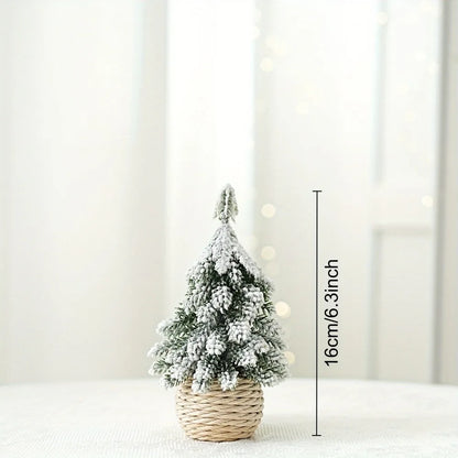 1pc artificial mini Christmas tree, hemp rope bottom basin Christmas tree, winter craft decoration,for home desktop decoration