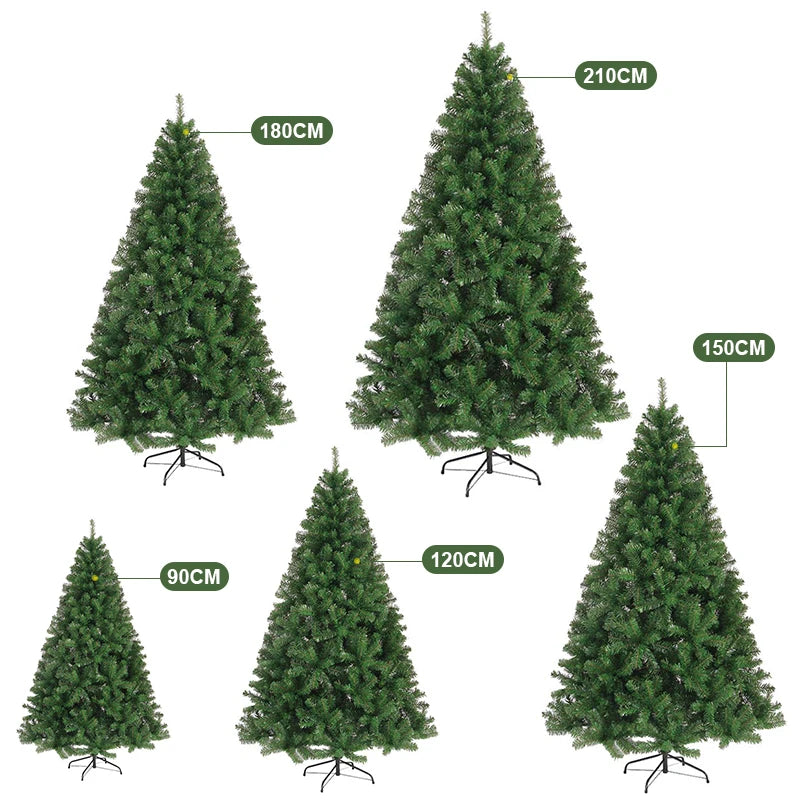 PVC Large Christmas Tree 90/120/150/180/210/240cm Xmas Tree Artificial Green Tree Christmas Decoration Party Scene Outdoor Decor
