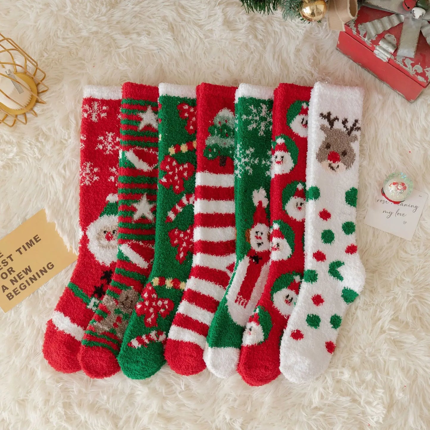 Christmas Socks Women Coral Fleece Winter Socks Thickened Knee High Long Tube Stockings Leg Warmer Calf Socks for Girls