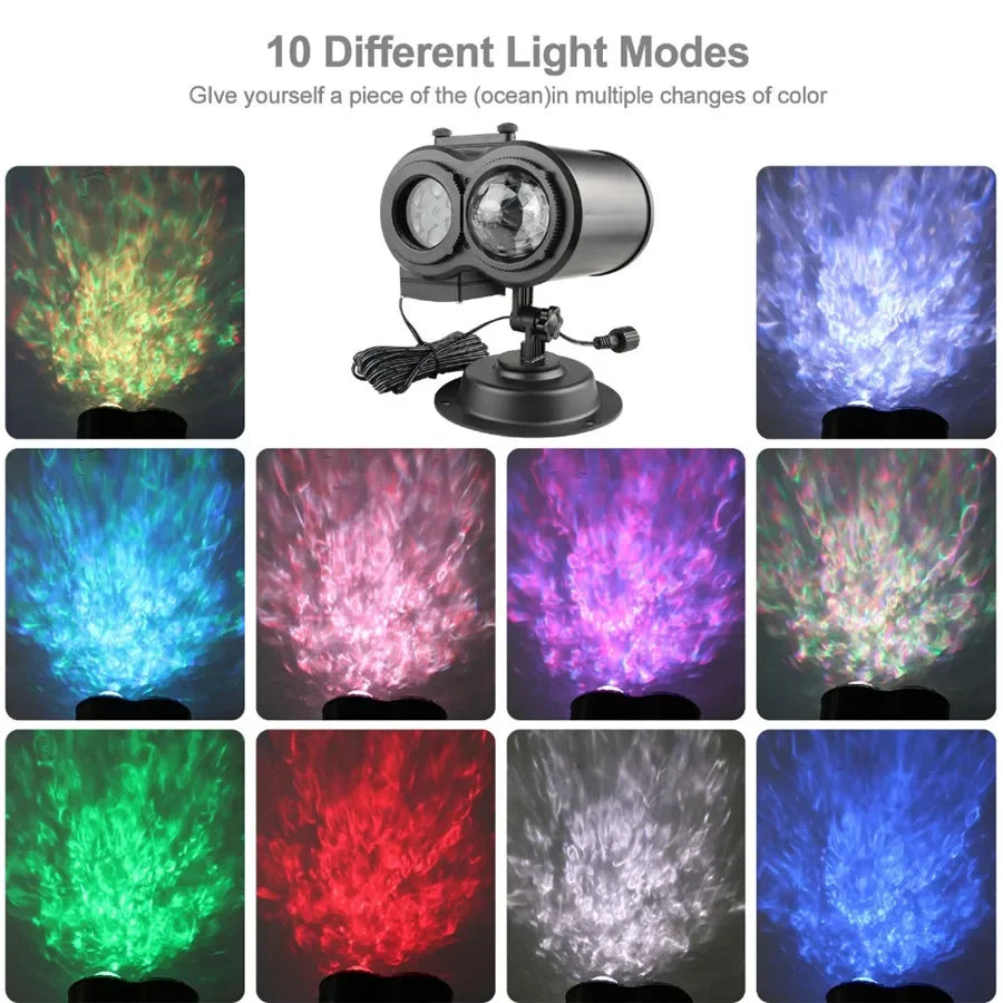 2 IN 1 Outdoor Christmas Projector Lights 16 Patterns Snowflakes Landscape Projector Lamp with Remote for Halloween Party Decor