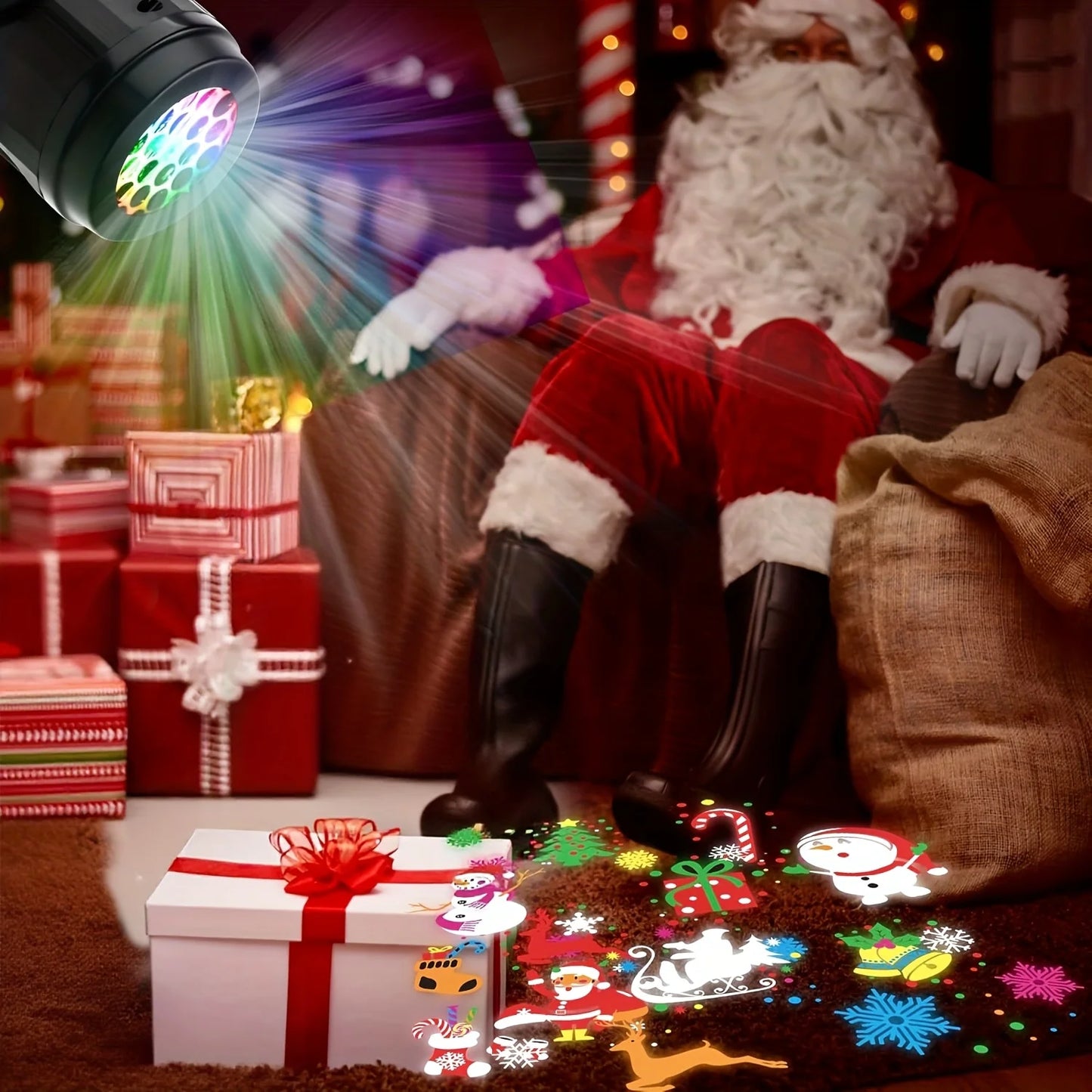 LED Christmas Snowflake Laser Projector Lights 16 Rotating Patterns USB Plug-in Holiday Decor for Christmas New Year Party