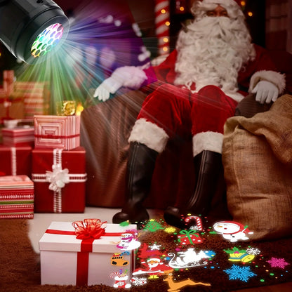 LED Christmas Snowflake Laser Projector Lights 16 Rotating Patterns USB Plug-in Holiday Decor for Christmas New Year Party