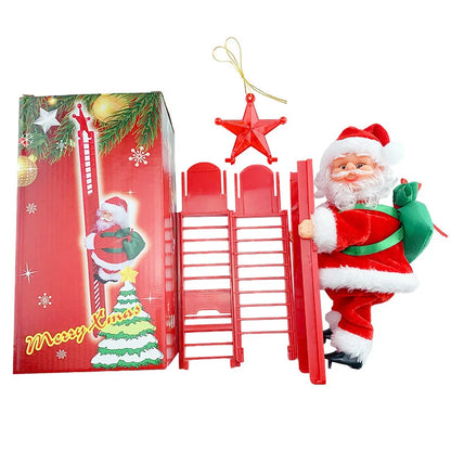 Electric Climbing Ladder Music Santa Claus Christmas Ornament Decoration For Home Christmas Tree Hanging Decor New Year Gift