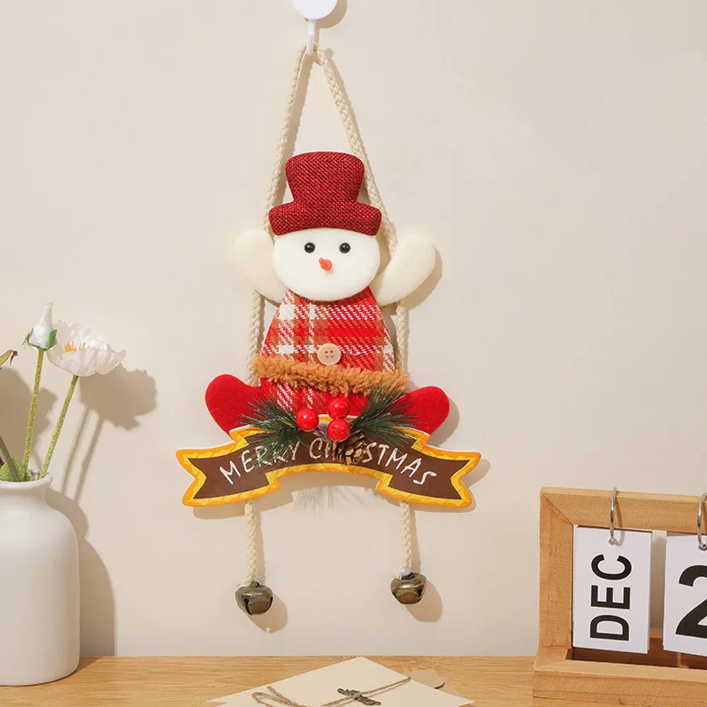 1pc Christmas Snowman Santa Reindeer Door Hanger Doll for Window Bedroom Indoor Display Ornament Pendant Gift for Children
