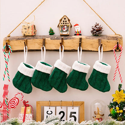 5/10Pcs Mini Christmas Stockings Knitted Xmas Hanging Socks Tree Felt Pendent Crafts Kids Favor Home Party Decor Supplies