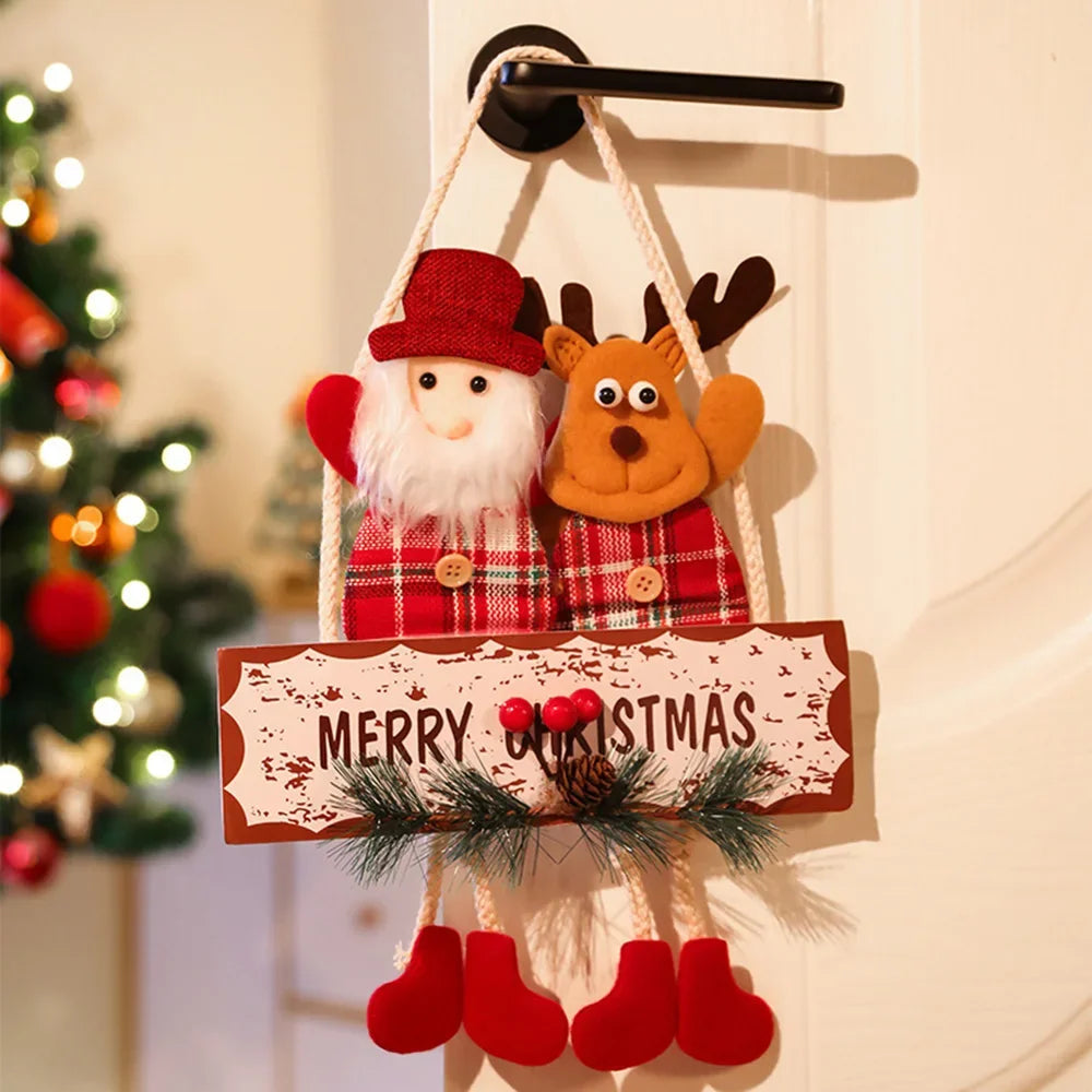 1pc Christmas Snowman Santa Reindeer Door Hanger Doll for Window Bedroom Indoor Display Ornament Pendant Gift for Children