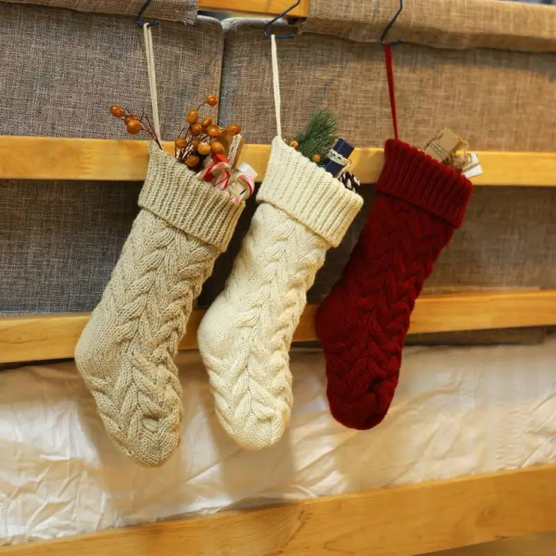 Christmas Stockings For Kids Large Size Cable Knit Stocking Christmas Decorations For Family Party