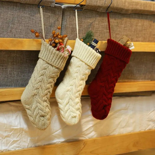Christmas Stockings For Kids Large Size Cable Knit Stocking Christmas Decorations For Family Party