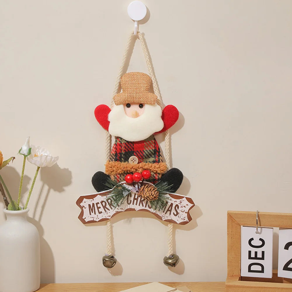 1pc Christmas Snowman Santa Reindeer Door Hanger Doll for Window Bedroom Indoor Display Ornament Pendant Gift for Children