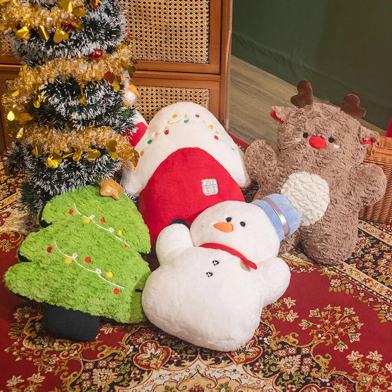 45cm Creative Christmas Series Plush Doll Pillow Christmas Tree House Snowman Elk Plush Doll Super Soft Gift For Boys And Girls