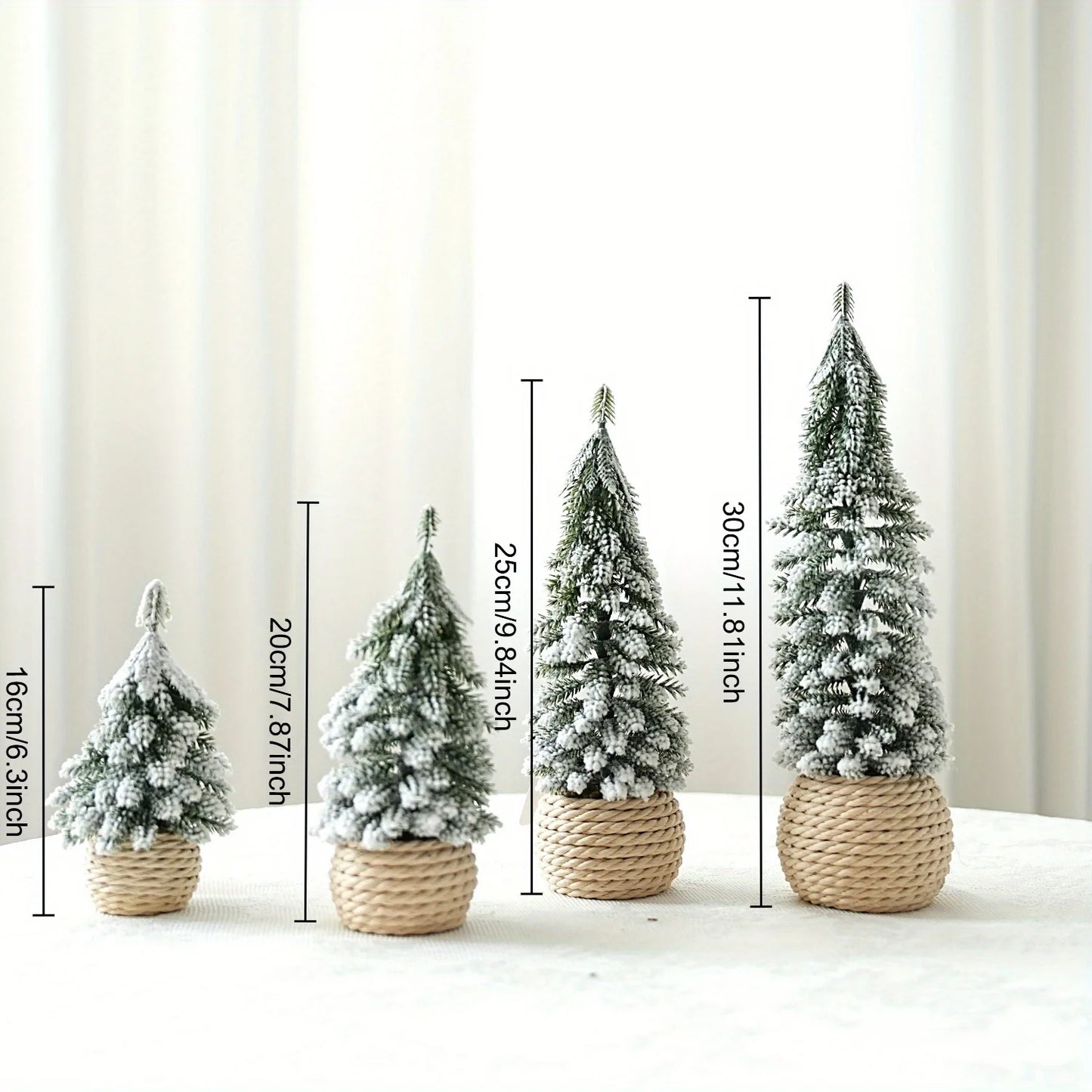 1pc artificial mini Christmas tree, hemp rope bottom basin Christmas tree, winter craft decoration,for home desktop decoration