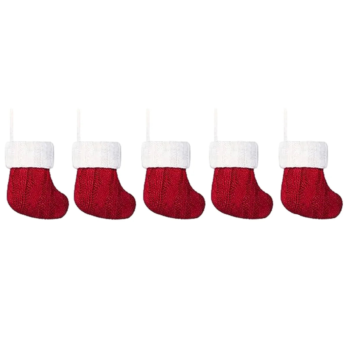5/10Pcs Mini Christmas Stockings Knitted Xmas Hanging Socks Tree Felt Pendent Crafts Kids Favor Home Party Decor Supplies