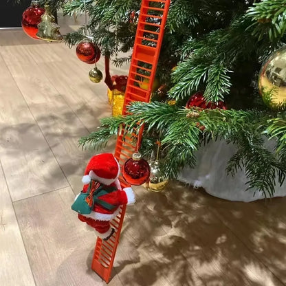 Electric Climbing Ladder Santa Claus with Music & LED Light, Xmas Tree Decorations Hanging Christmas Ornaments Tree Decor