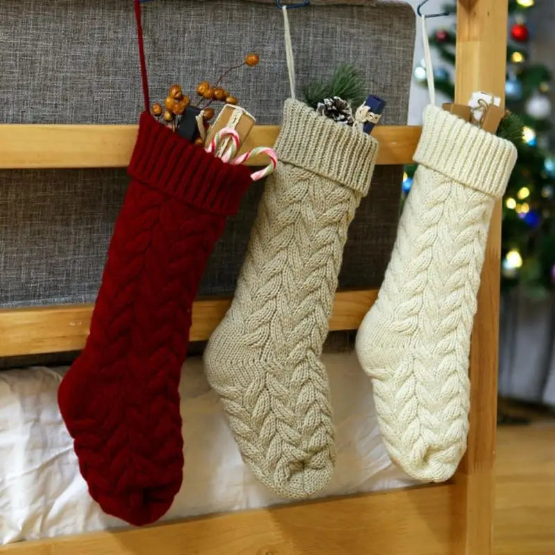Christmas Stockings For Kids Large Size Cable Knit Stocking Christmas Decorations For Family Party