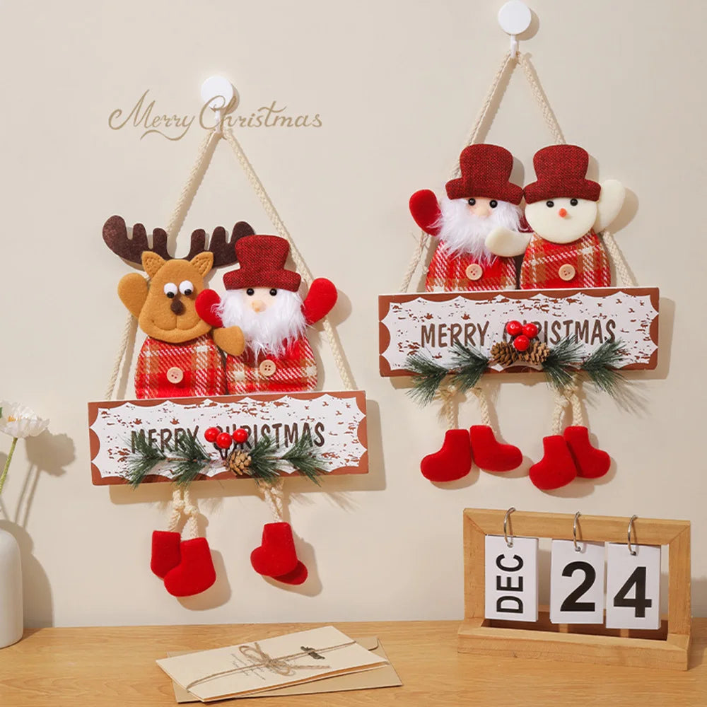 1pc Christmas Snowman Santa Reindeer Door Hanger Doll for Window Bedroom Indoor Display Ornament Pendant Gift for Children
