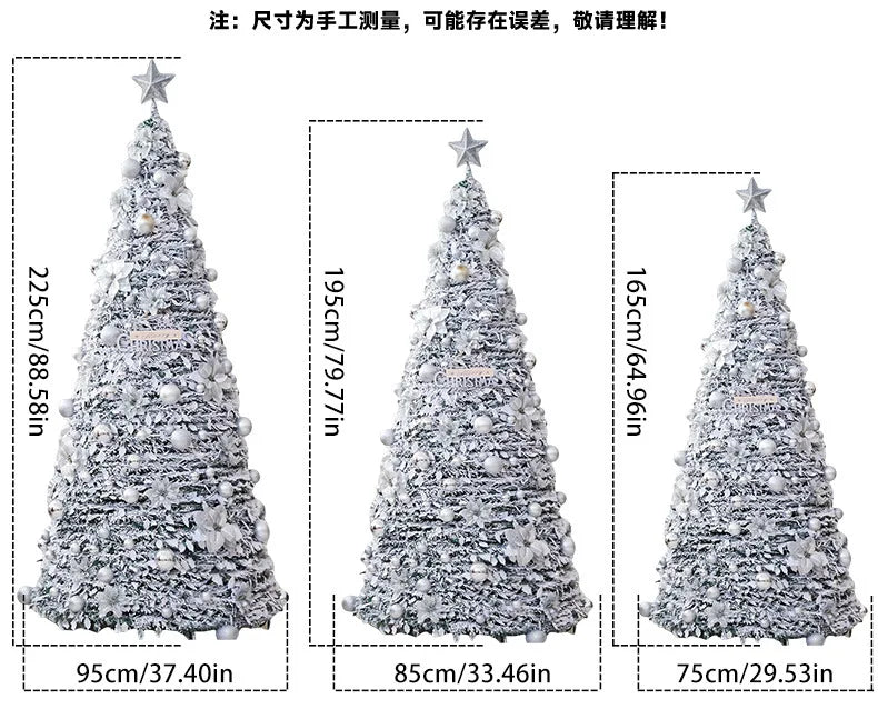 Snow Flocked Christmas Tree with Ornaments & Star Topper, 6ft/7ft/8ft Artificial Xmas Tree for Home Party Holiday Decoration