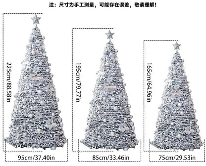 Snow Flocked Christmas Tree with Ornaments & Star Topper, 6ft/7ft/8ft Artificial Xmas Tree for Home Party Holiday Decoration