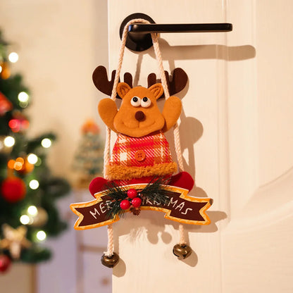 1pc Christmas Snowman Santa Reindeer Door Hanger Doll for Window Bedroom Indoor Display Ornament Pendant Gift for Children