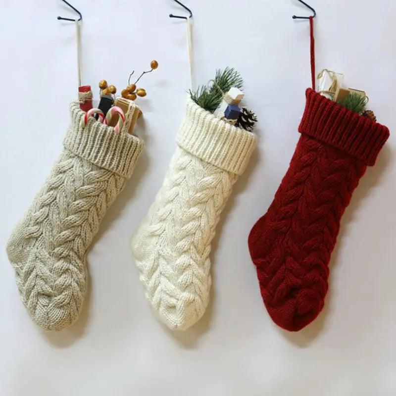 Christmas Stockings For Kids Large Size Cable Knit Stocking Christmas Decorations For Family Party