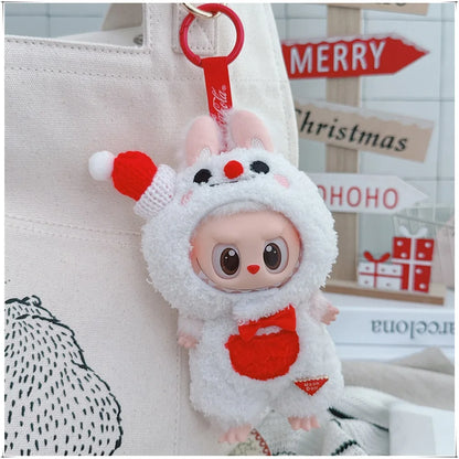 15cm Cotton Doll Christmas Outfit Set Headcover Onesuit Cute Reindeer Snowman Costume for 17cm Labubu Clothes Dress Up Toy