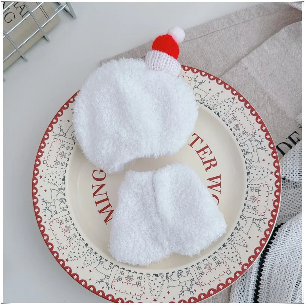 15cm Cotton Doll Christmas Outfit Set Headcover Onesuit Cute Reindeer Snowman Costume for 17cm Labubu Clothes Dress Up Toy