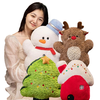 45cm Creative Christmas Series Plush Doll Pillow Christmas Tree House Snowman Elk Plush Doll Super Soft Gift For Boys And Girls