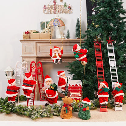 Electric Climbing Ladder Music Santa Claus Christmas Ornament Decoration For Home Christmas Tree Hanging Decor New Year Gift