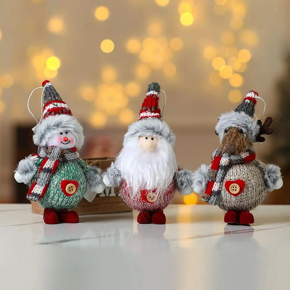 Christmas Plush Dolls New Year Hanging Ornament Reindeer Snowman Santa Claus Standing Doll Navidad Christmas Tree Decoration2024