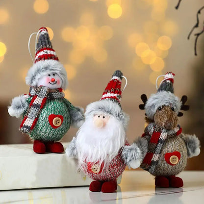 Christmas Plush Dolls New Year Hanging Ornament Reindeer Snowman Santa Claus Standing Doll Navidad Christmas Tree Decoration2024