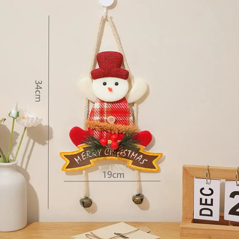 1pc Christmas Snowman Santa Reindeer Door Hanger Doll for Window Bedroom Indoor Display Ornament Pendant Gift for Children