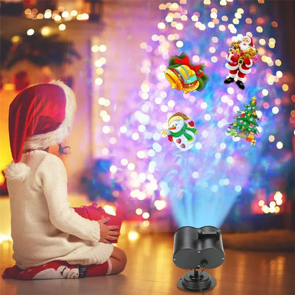 2 IN 1 Outdoor Christmas Projector Lights 16 Patterns Snowflakes Landscape Projector Lamp with Remote for Halloween Party Decor