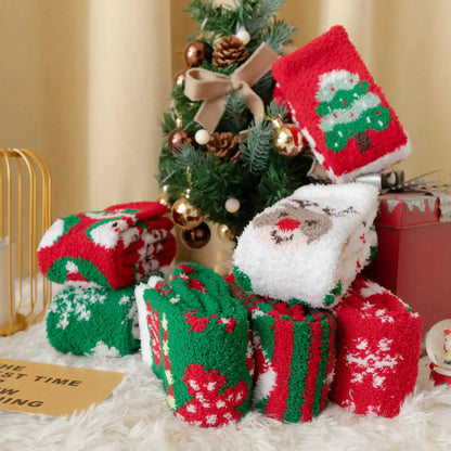 Christmas Socks Women Coral Fleece Winter Socks Thickened Knee High Long Tube Stockings Leg Warmer Calf Socks for Girls