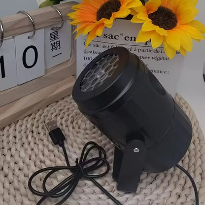 LED Christmas Snowflake Laser Projector Lights 16 Rotating Patterns USB Plug-in Holiday Decor for Christmas New Year Party