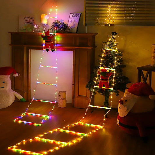 Christmas Decoration Light Santa Claus Ladder Lights Tree Outdoor Garden Led Holiday Lighting Room Party New Year's Decor USB