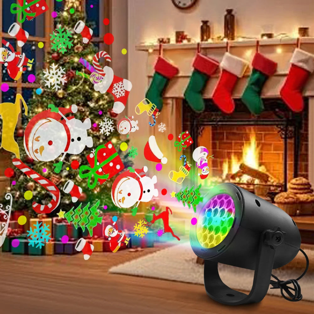Household Christmas Projection Light Blizzard Snowflake Rotating Decoration Atmosphere Holiday Laser Light Outdoor Led16 Pattern